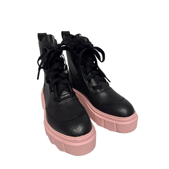 Sorel Caribou X Lace Boots Pink Sole Waterproof Black Leather Women's Size 7 NEW - Picture 3 of 11